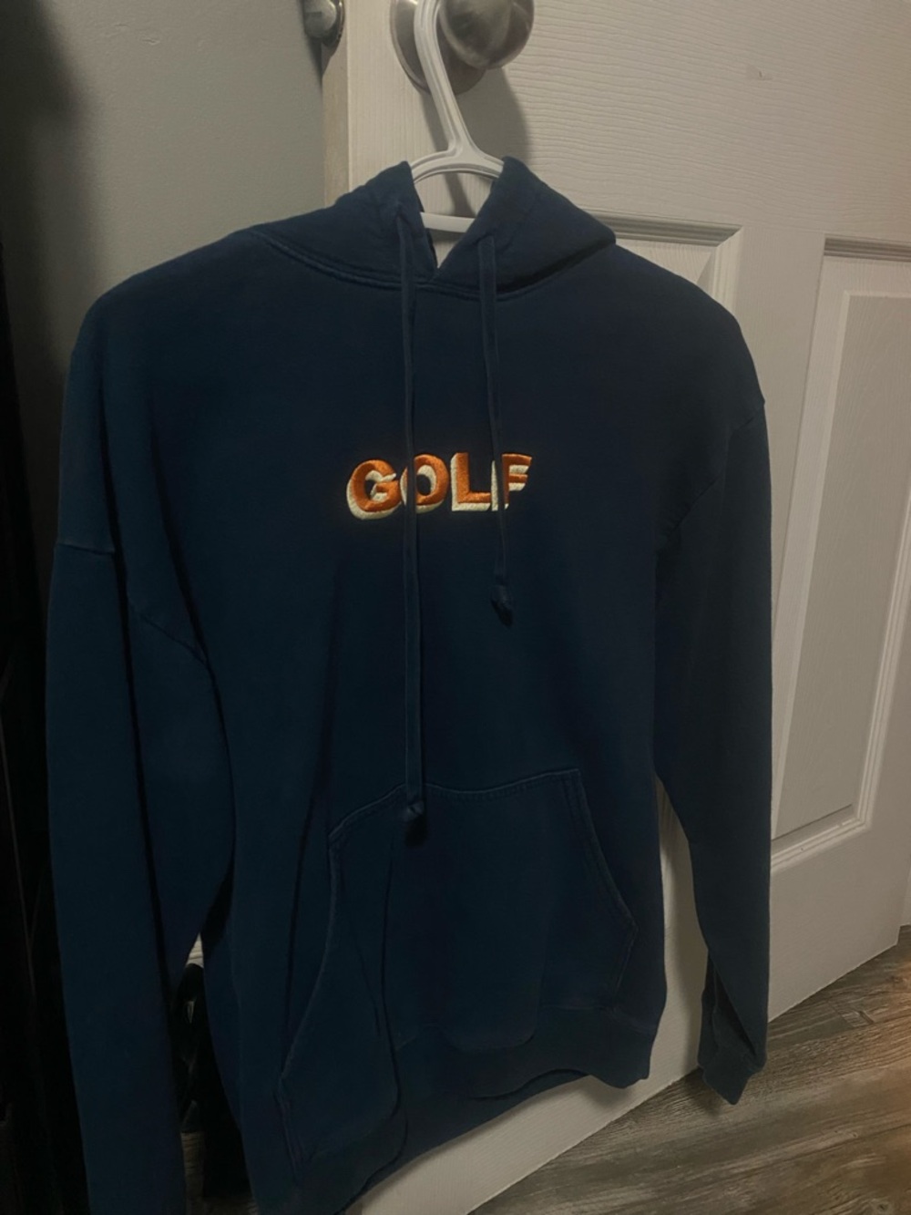 Golf Wang Navy Crewneck Hoodie with Orange Embroidery